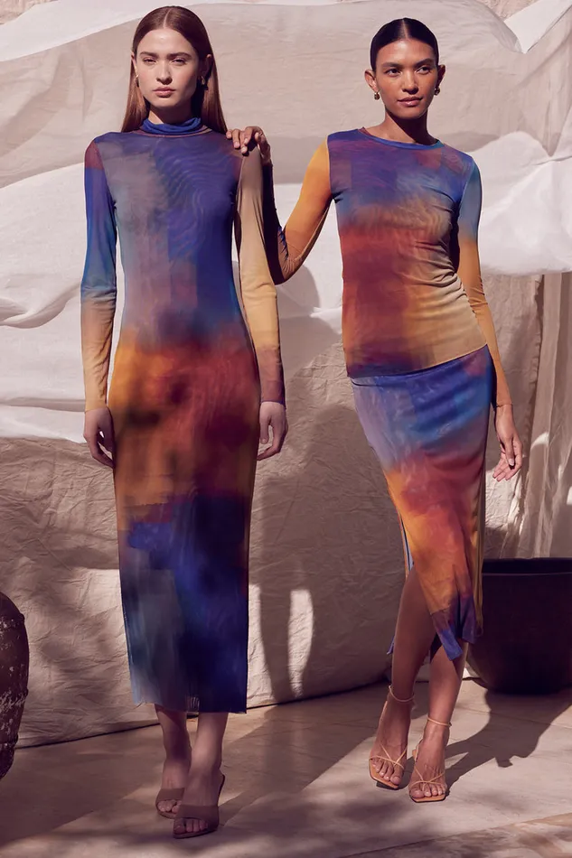 Misa Los Angeles Aisha Skirt Digital Ombre Women Matching Sets