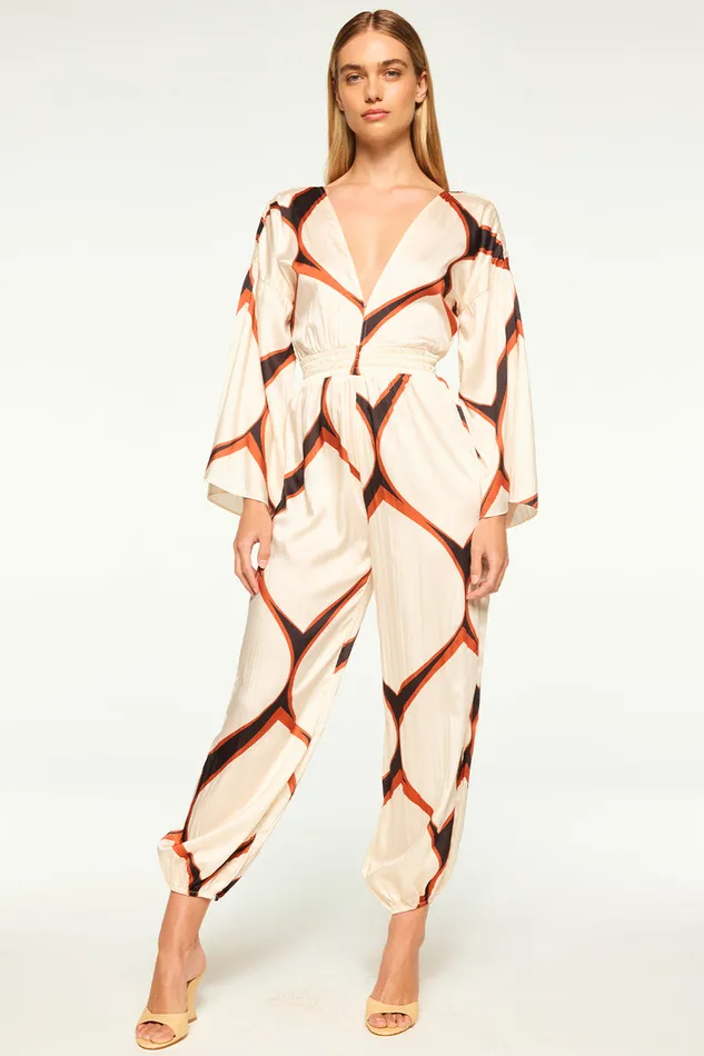 Misa Los Angeles Amina Jumpsuit Los Cabos Geo Women Jumpsuits and Rompers