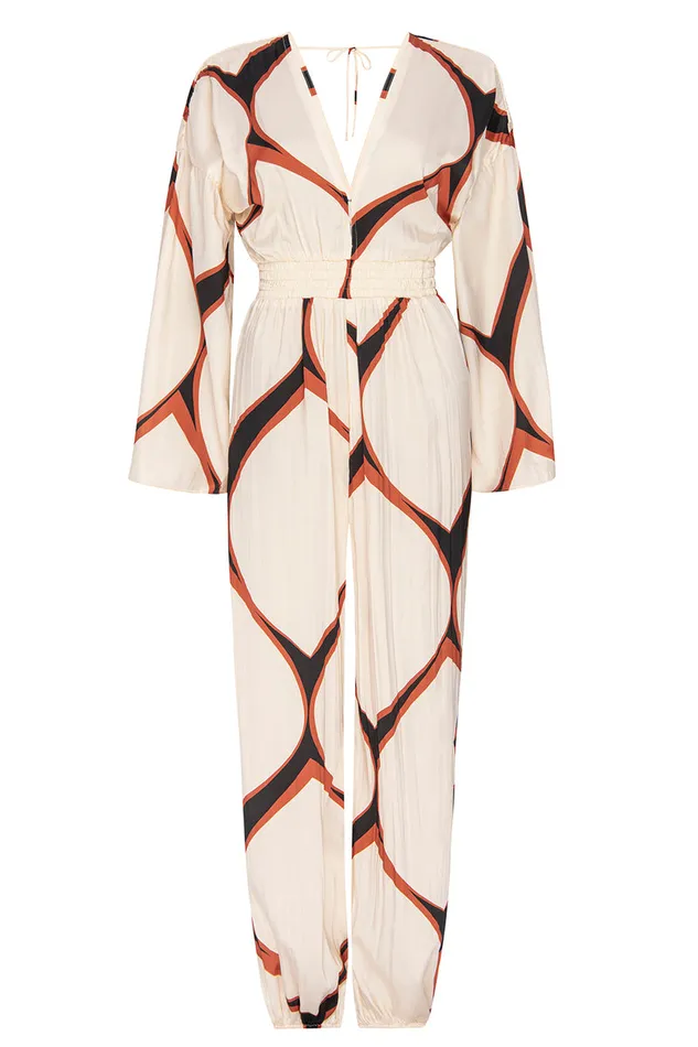 Misa Los Angeles Amina Jumpsuit Los Cabos Geo Women Jumpsuits and Rompers