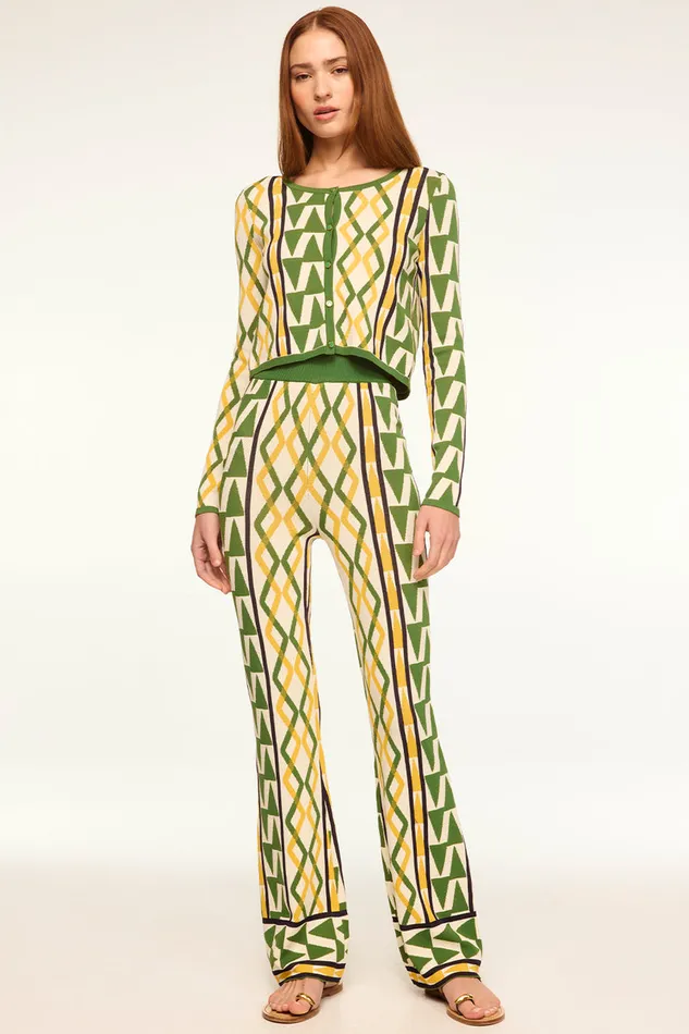 Misa Los Angeles Batista Cardigan Limoncello Geo Jacquard Women Knits