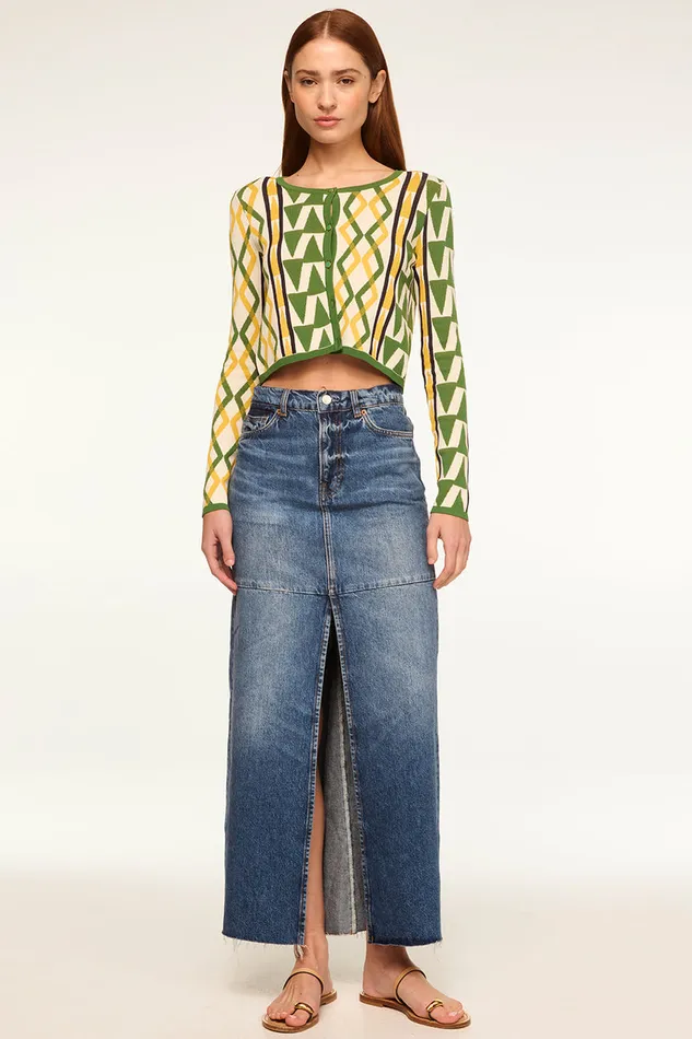 Misa Los Angeles Batista Cardigan Limoncello Geo Jacquard Women Knits