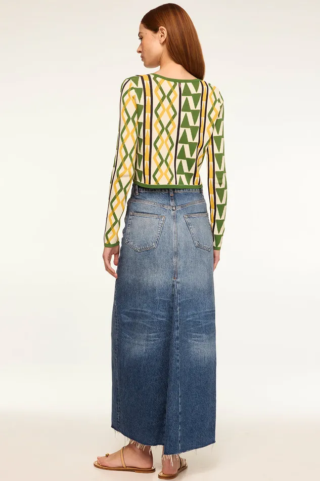 Misa Los Angeles Batista Cardigan Limoncello Geo Jacquard Women Knits