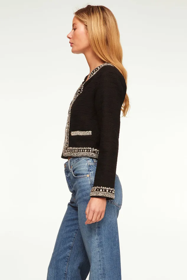 Misa Los Angeles Curtis Jacket Black Tweed Women Tops
