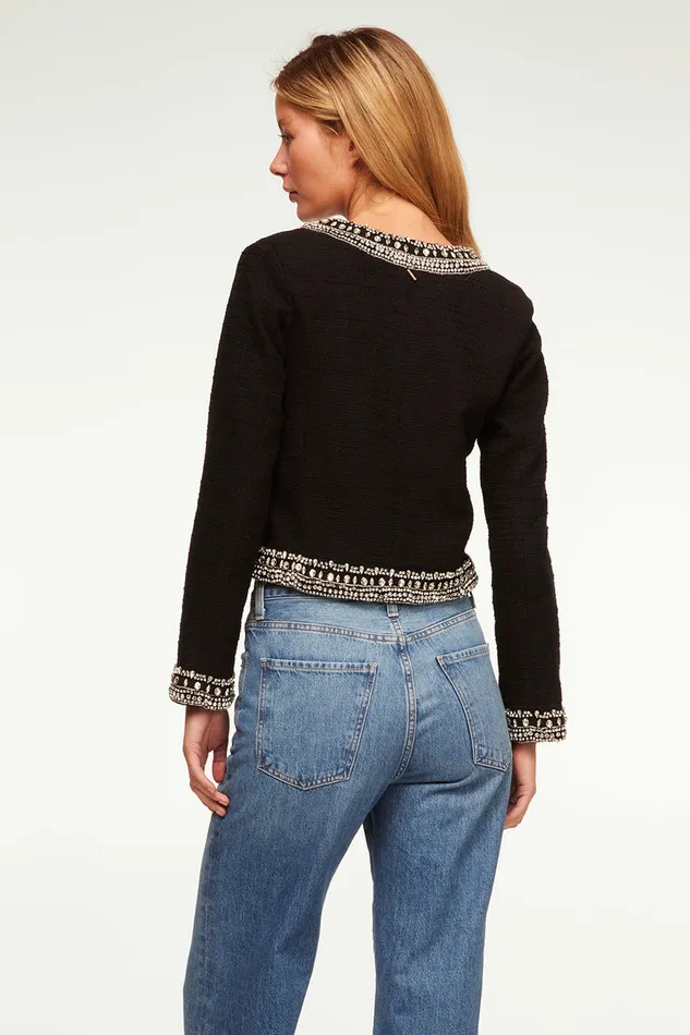 Misa Los Angeles Curtis Jacket Black Tweed Women Tops