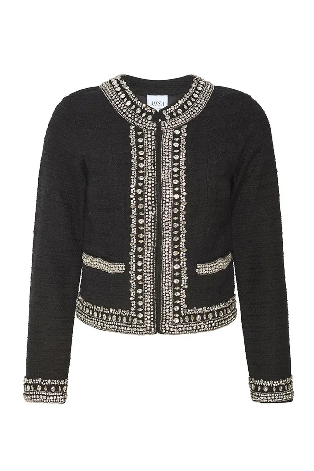 Misa Los Angeles Curtis Jacket Black Tweed Women Tops