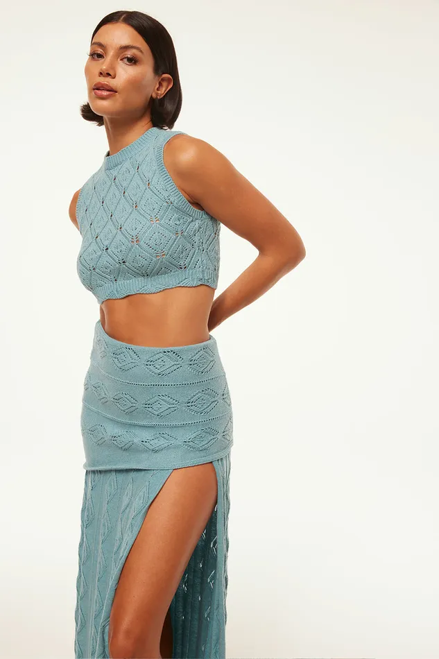Misa Los Angeles Dahlia Top Blue Women Tops
