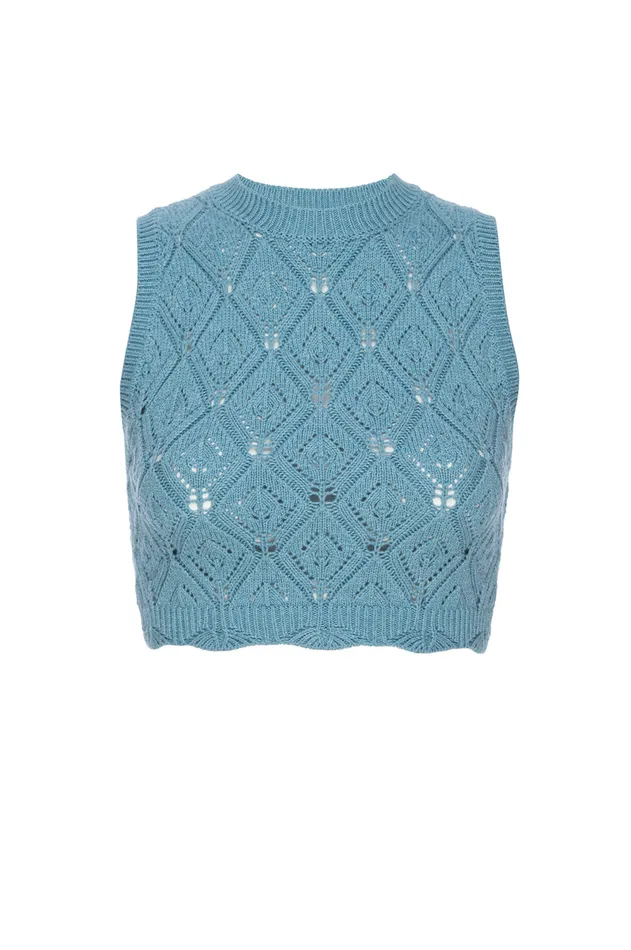 Misa Los Angeles Dahlia Top Blue Women Tops