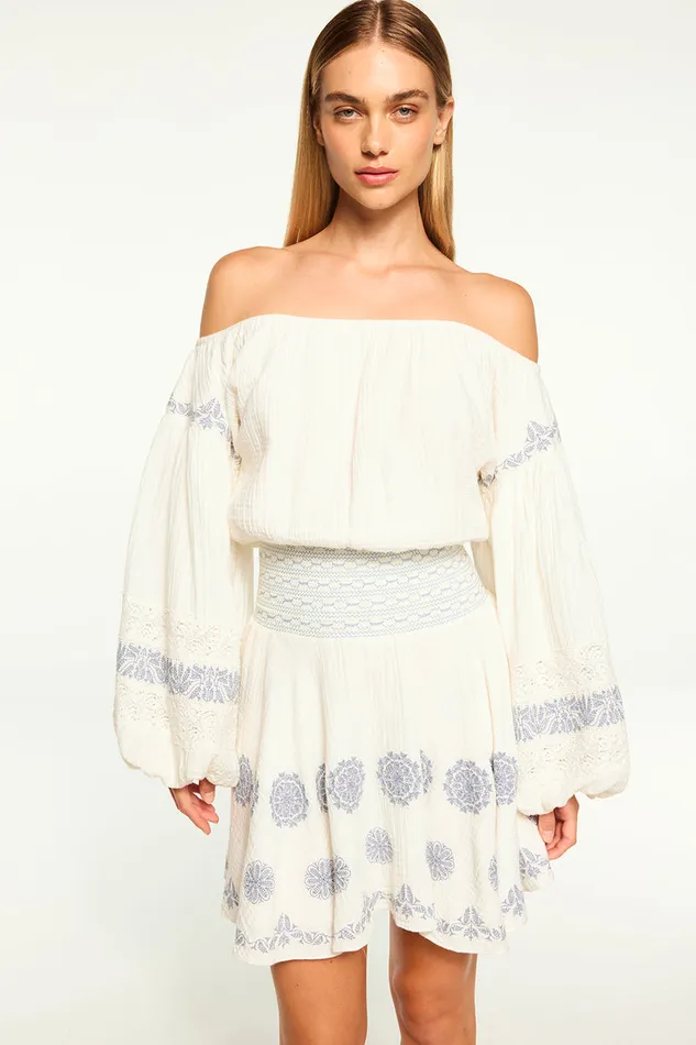 Misa Los Angeles Daliya Dress Ivory Embroidery Women Dresses
