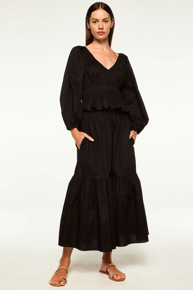 Misa Los Angeles Elna Skirt Black Women Matching Sets