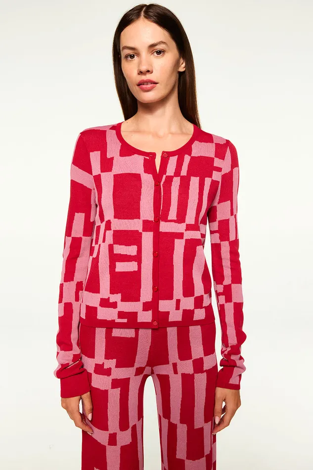 Misa Los Angeles Elvin Cardigan Pink U0026 Red Women Matching Sets
