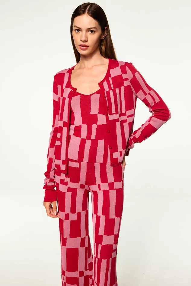 Misa Los Angeles Elvin Cardigan Pink U0026 Red Women Matching Sets