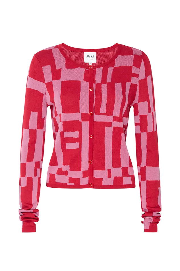 Misa Los Angeles Elvin Cardigan Pink U0026 Red Women Matching Sets
