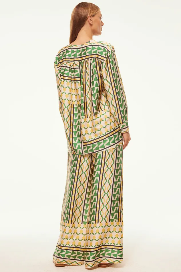 Misa Los Angeles Filomena Pant Limoncello Geo Satin Women Matching Sets