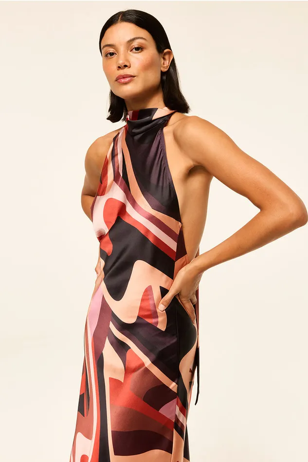 Misa Los Angeles Fiore Dress Canyon Stripe Satin Women Dresses