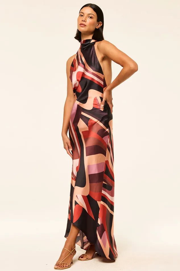 Misa Los Angeles Fiore Dress Canyon Stripe Satin Women Dresses