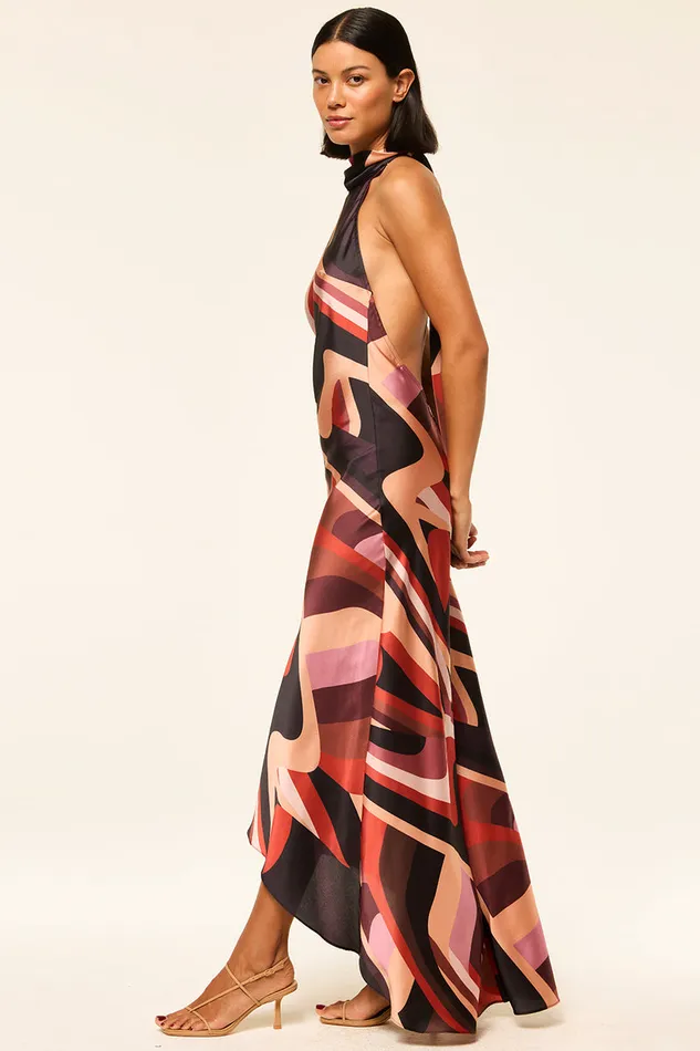 Misa Los Angeles Fiore Dress Canyon Stripe Satin Women Dresses