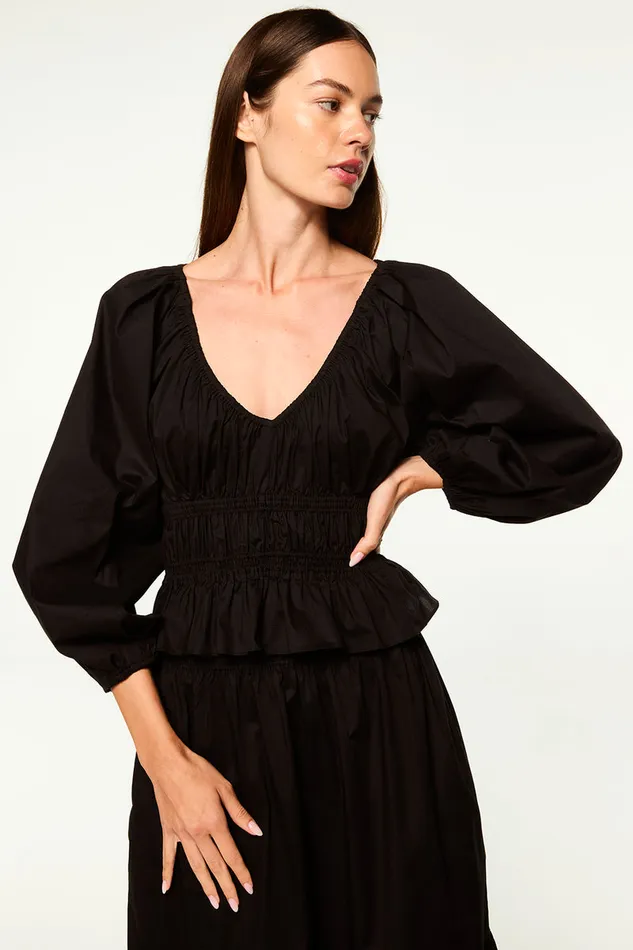 Misa Los Angeles Halia Top Black Women Matching Sets