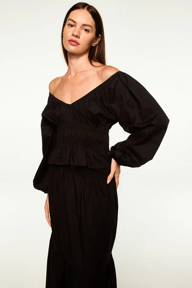 Misa Los Angeles Halia Top Black Women Matching Sets