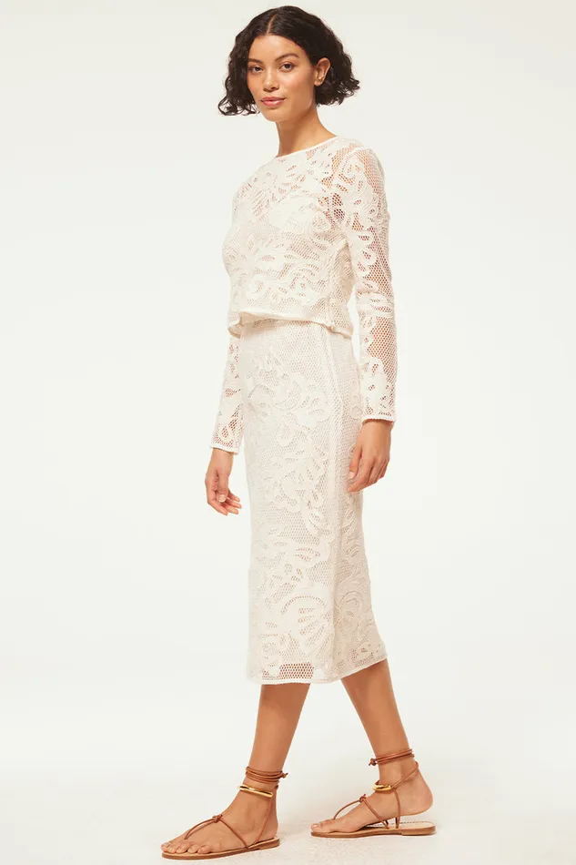Misa Los Angeles Kord Skirt Embroidered Mesh Women Skirts and Shorts