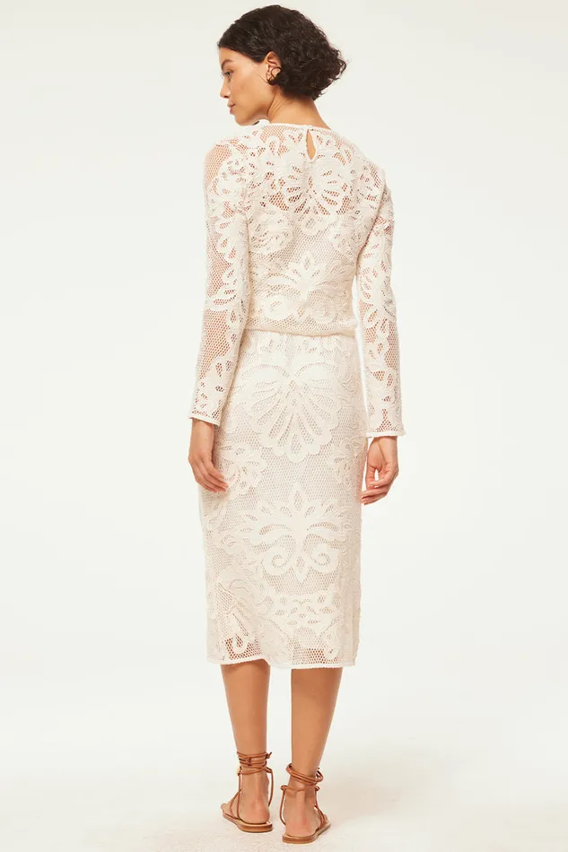 Misa Los Angeles Kord Skirt Embroidered Mesh Women Skirts and Shorts