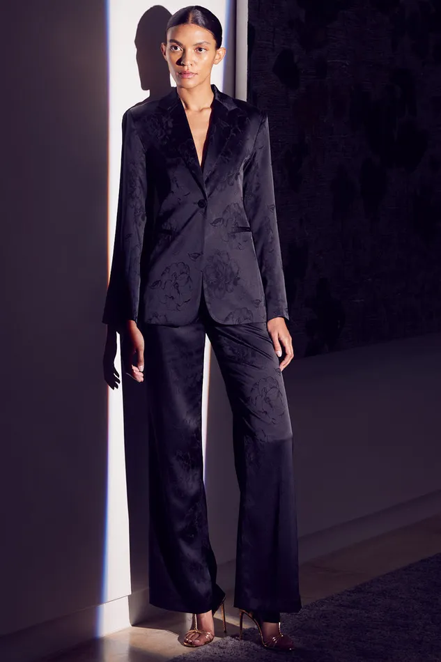 Misa Los Angeles Lauren Blazer Black Jacquard Women Tops