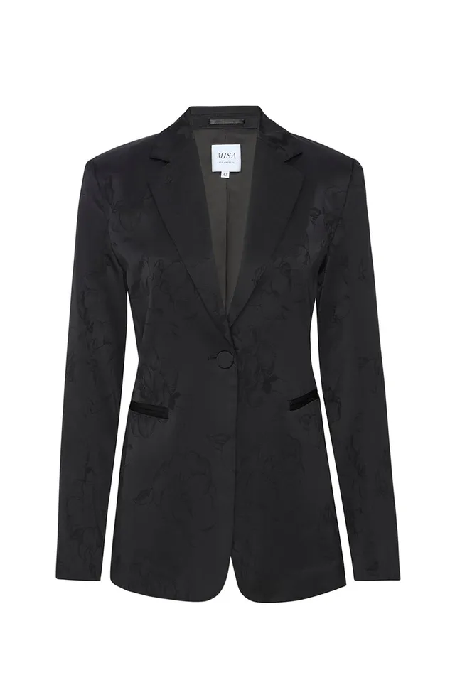 Misa Los Angeles Lauren Blazer Black Jacquard Women Tops