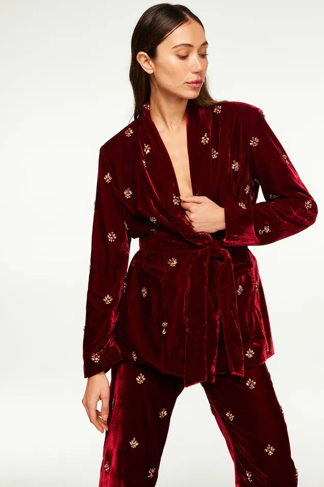 Misa Los Angeles Lena Blazer Garnet Velvet Women Jackets