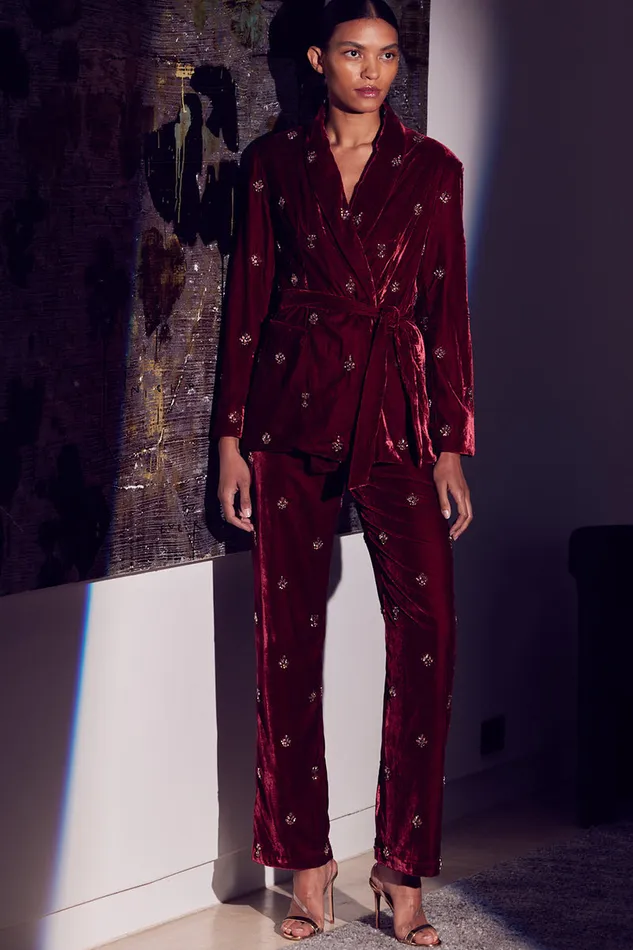 Misa Los Angeles Lena Blazer Garnet Velvet Women Jackets