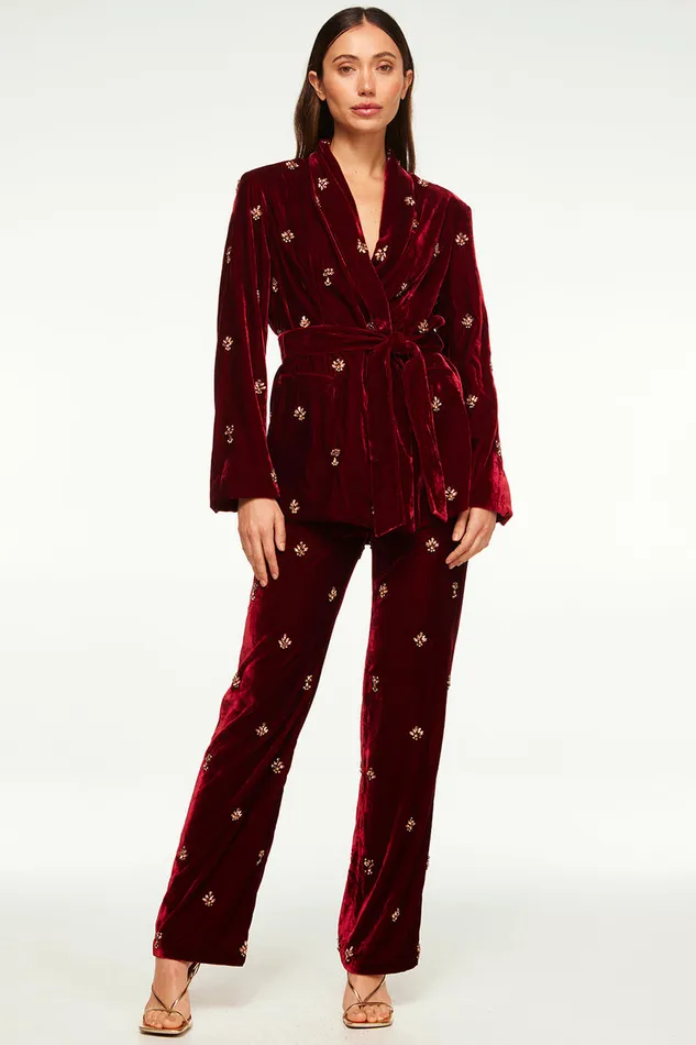 Misa Los Angeles Lena Blazer Garnet Velvet Women Jackets