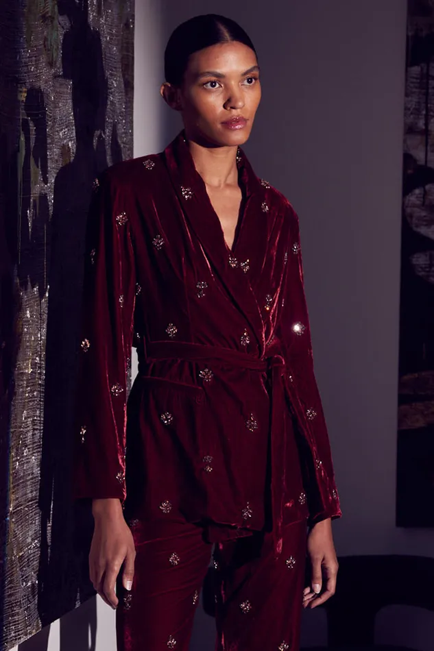 Misa Los Angeles Lena Blazer Garnet Velvet Women Jackets