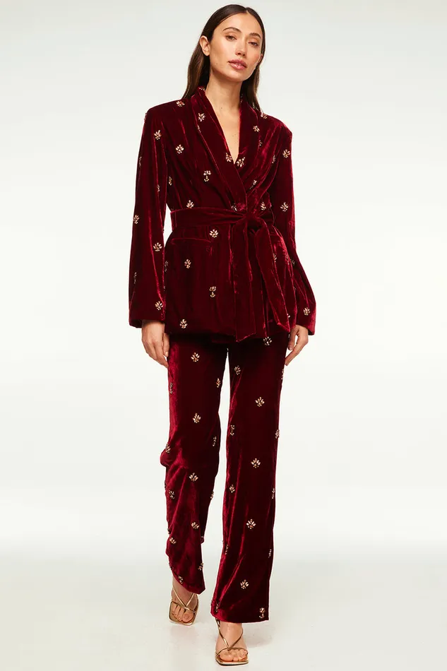 Misa Los Angeles Lena Blazer Garnet Velvet Women Jackets