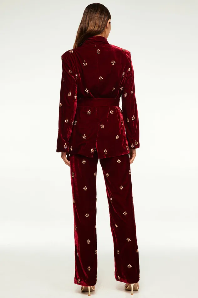 Misa Los Angeles Lena Blazer Garnet Velvet Women Jackets