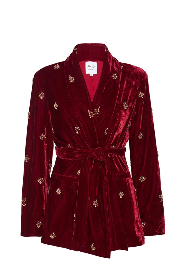 Misa Los Angeles Lena Blazer Garnet Velvet Women Jackets
