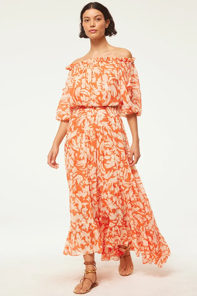 Misa Los Angeles Marie Skirt Patmos Tangerine Women Skirts and Shorts