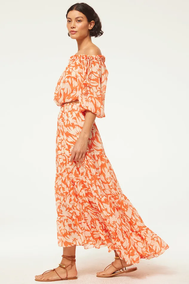 Misa Los Angeles Marie Skirt Patmos Tangerine Women Skirts and Shorts