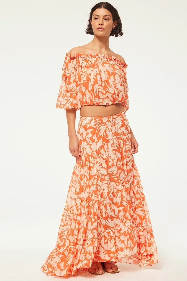Misa Los Angeles Marie Skirt Patmos Tangerine Women Skirts and Shorts