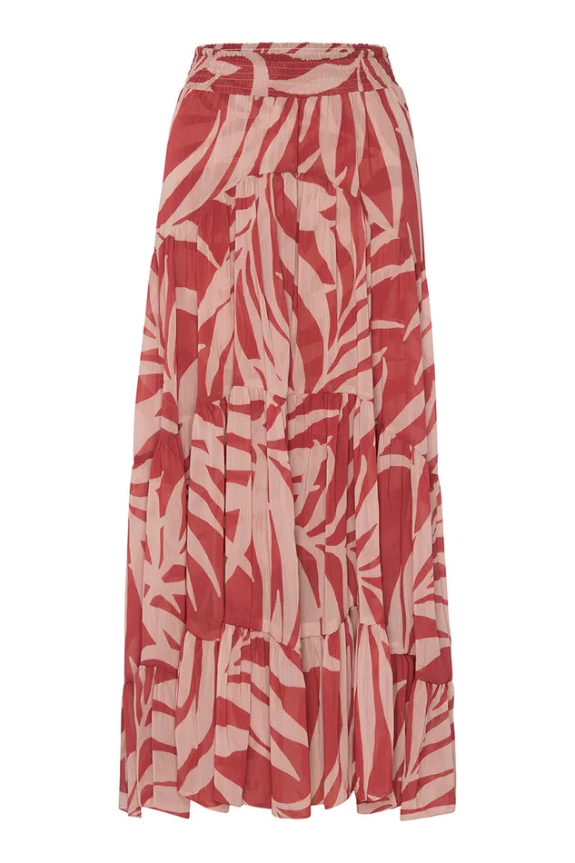 Misa Los Angeles Marie Skirt Rust Palm Frond Women Skirts and Shorts