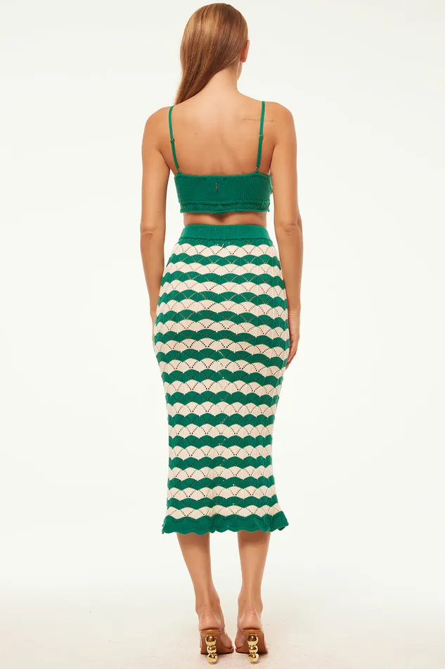 Misa Los Angeles Melina Skirt Emerald Stripe Women Knits