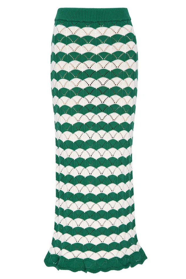 Misa Los Angeles Melina Skirt Emerald Stripe Women Knits