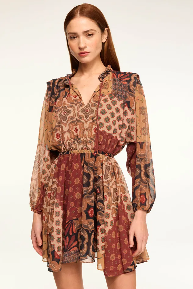 Misa Los Angeles Molly Dress Surreal Patchwork Chiffon Women Dresses