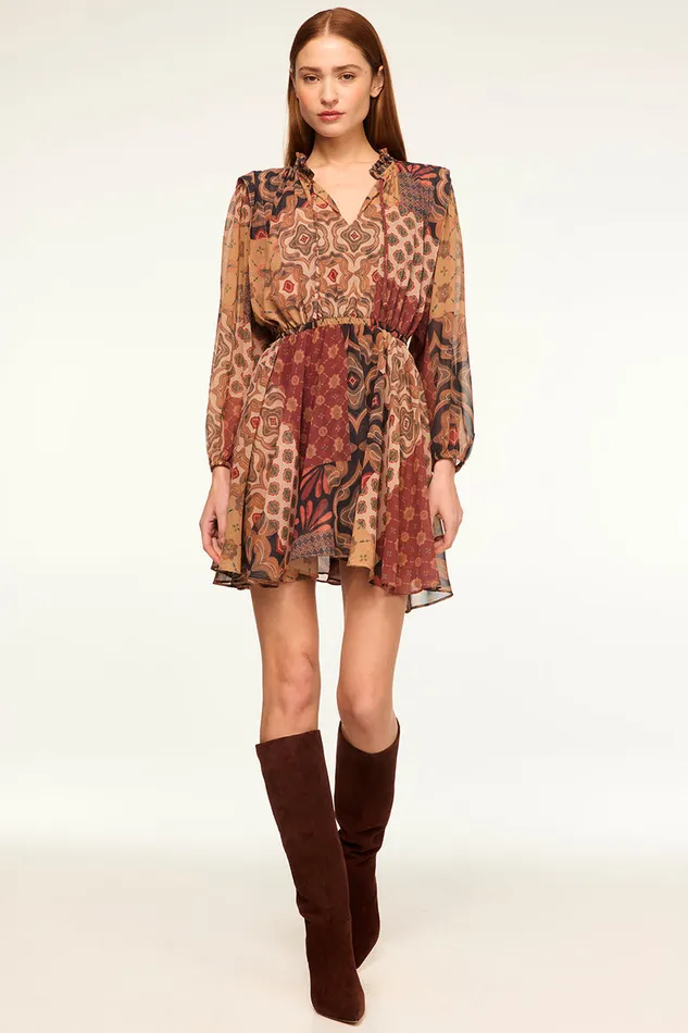 Misa Los Angeles Molly Dress Surreal Patchwork Chiffon Women Dresses
