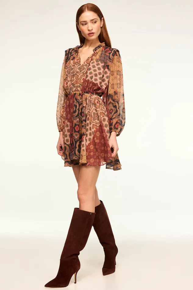 Misa Los Angeles Molly Dress Surreal Patchwork Chiffon Women Dresses