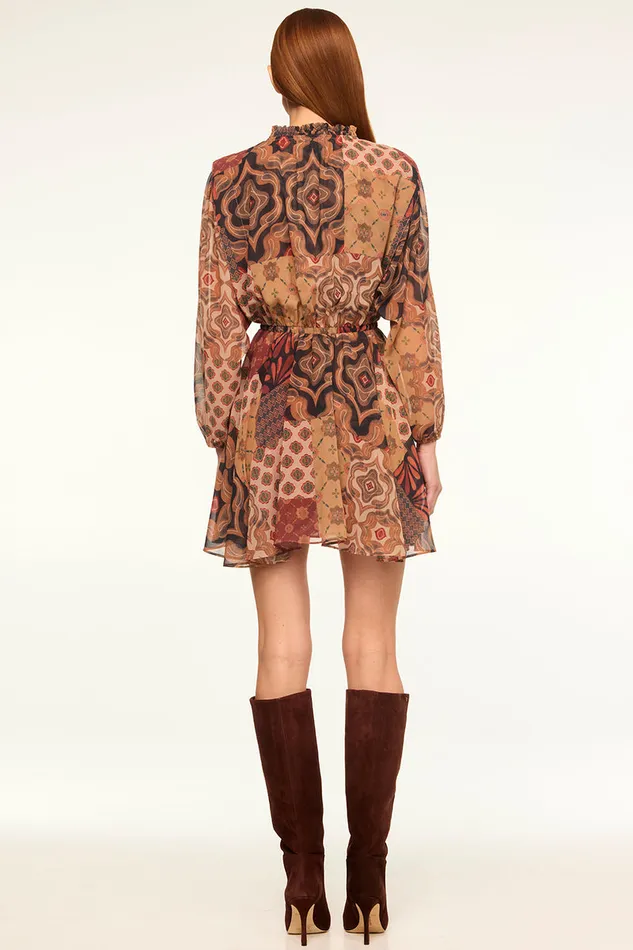 Misa Los Angeles Molly Dress Surreal Patchwork Chiffon Women Dresses