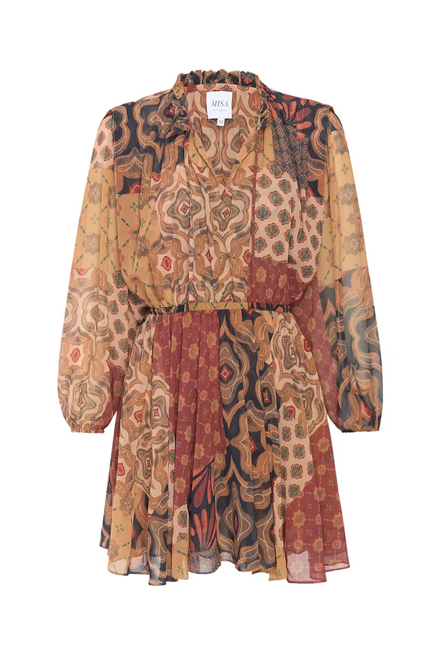 Misa Los Angeles Molly Dress Surreal Patchwork Chiffon Women Dresses