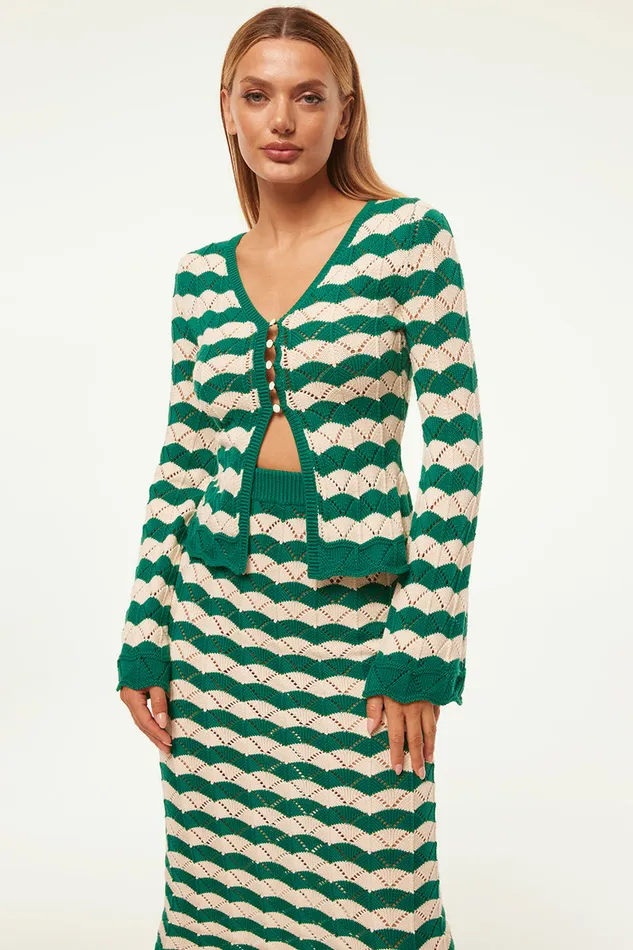 Misa Los Angeles Nelly Cardigan Emerald Stripe Women Knits