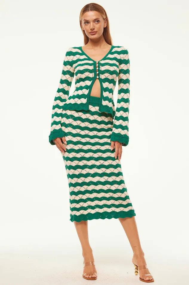 Misa Los Angeles Nelly Cardigan Emerald Stripe Women Knits