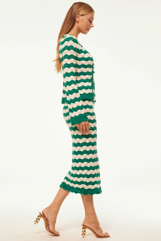 Misa Los Angeles Nelly Cardigan Emerald Stripe Women Knits
