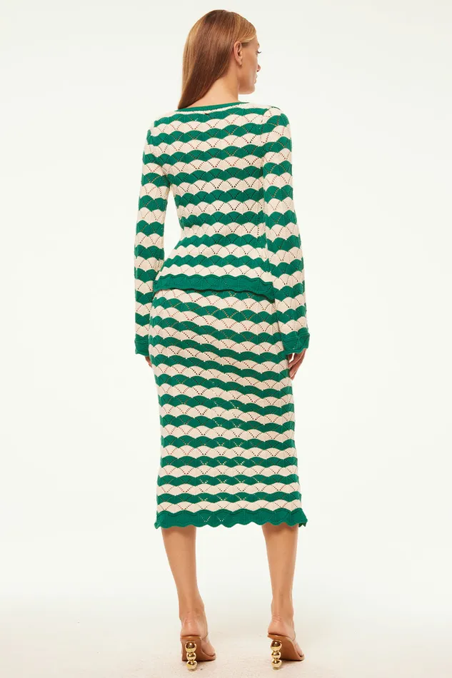 Misa Los Angeles Nelly Cardigan Emerald Stripe Women Knits