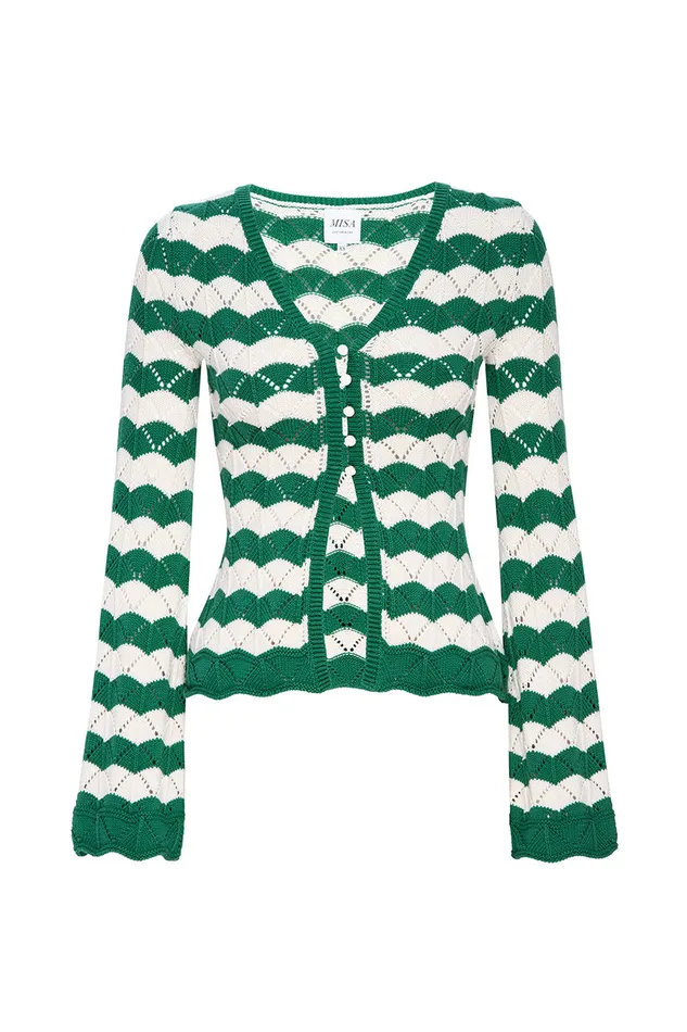 Misa Los Angeles Nelly Cardigan Emerald Stripe Women Knits