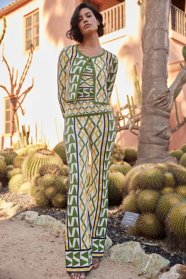 Misa Los Angeles Rialta Pant Limoncello Geo Jacquard Women Pants